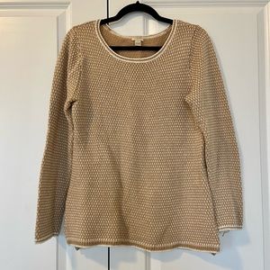 J. Crew Knit Tan & White Sweater